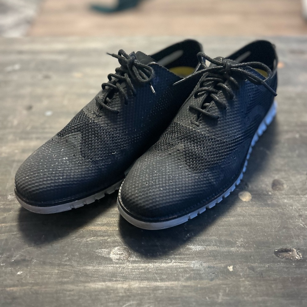 Cole Haan Men’s Zerogrand Black Wingtip Oxford Silver Metallic